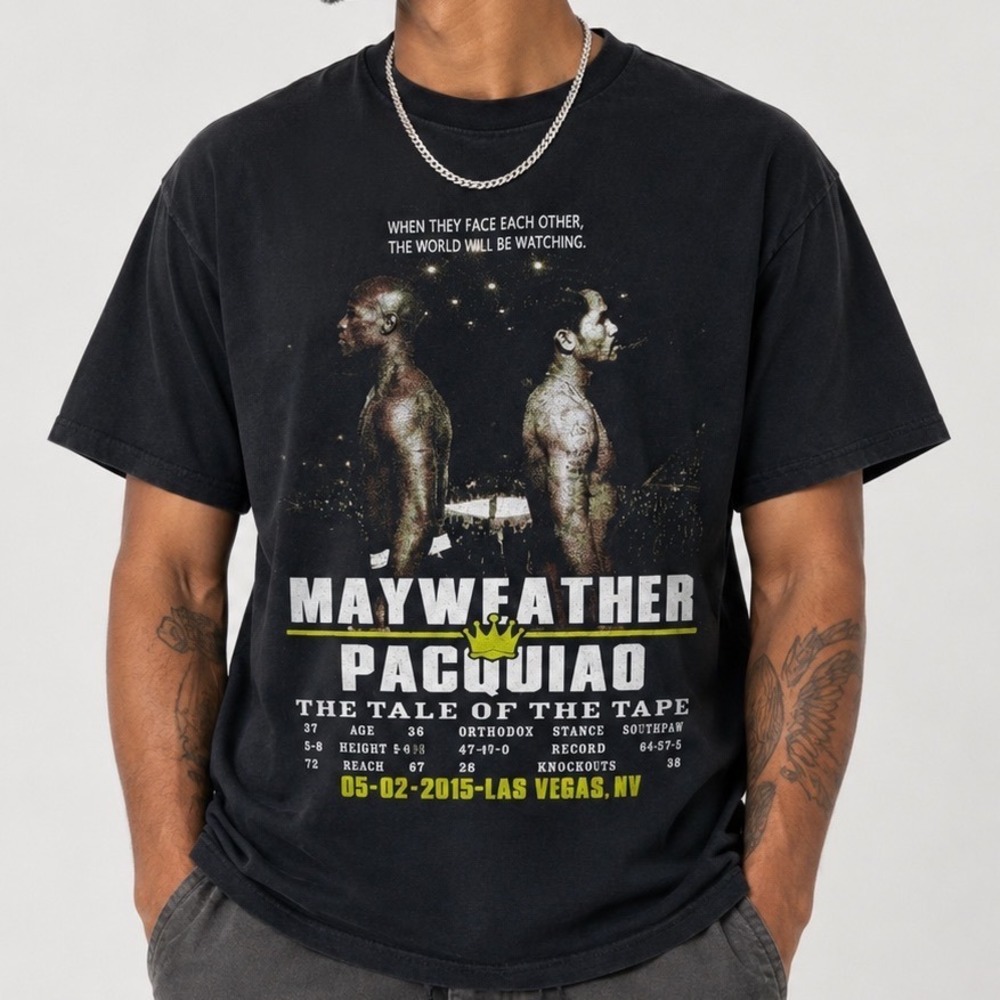 Mayweather vs Pacquiao Fight of the Century 2015 Boxing Graphic T-Shirt XL Black